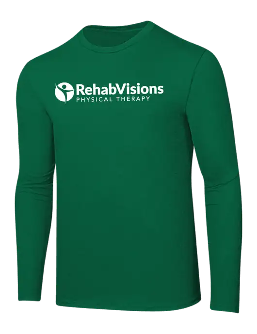 Ring Spun Kelly Green 4.5 oz Long Sleeve T-Shirt w/RV Physical Therapy Logo