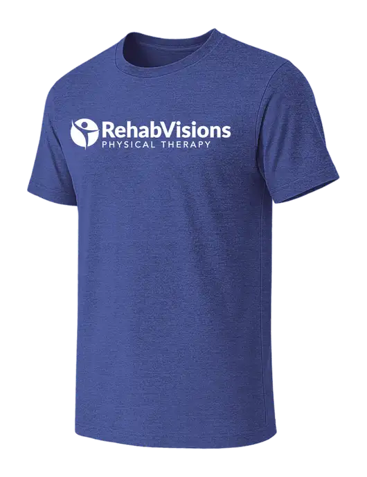 BELLA+CANVAS Heather Royal CVC Short Sleeve Tee w/RV Physical Therapy Logo