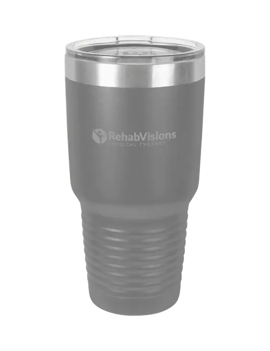 Polar Camel 30 oz Powder Coated Grey Vacuum Insulated Tumbler w/RV Physical Therapy Logo