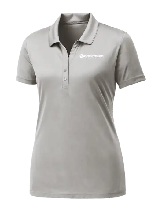 Womens Very Light Grey PosiCharge Competitor Polo w/RV Physical Therapy Logo