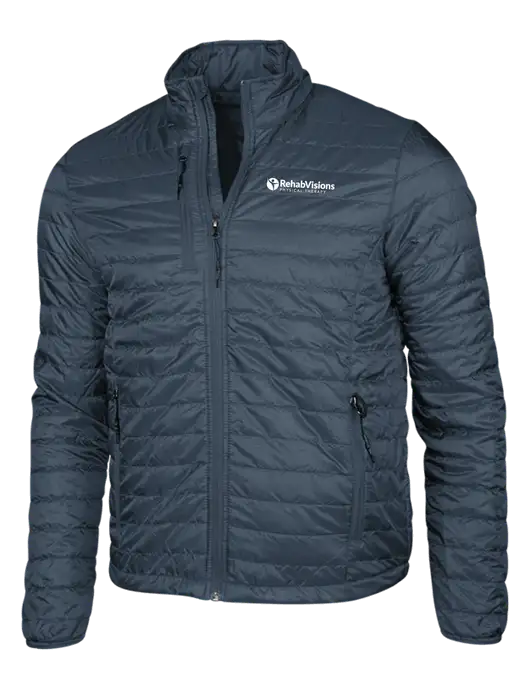 Navy Puffy Packable Jacket w/RV Physical Therapy Logo