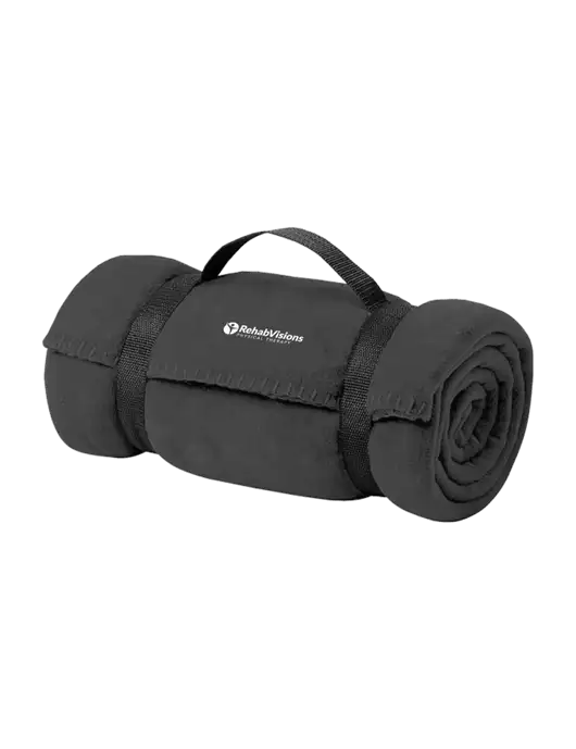 Casual Midnight Heather Fleece Blanket With Strap w/RV Physical Therapy Logo