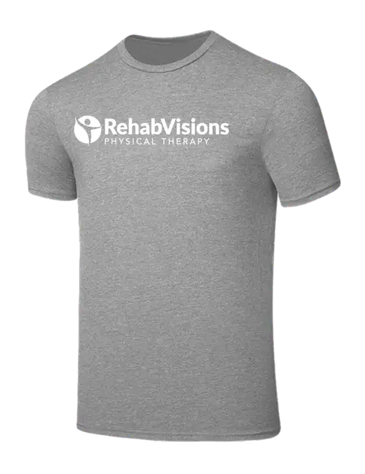 Seriously Soft Light Heather Grey T-Shirt w/RV Physical Therapy Logo