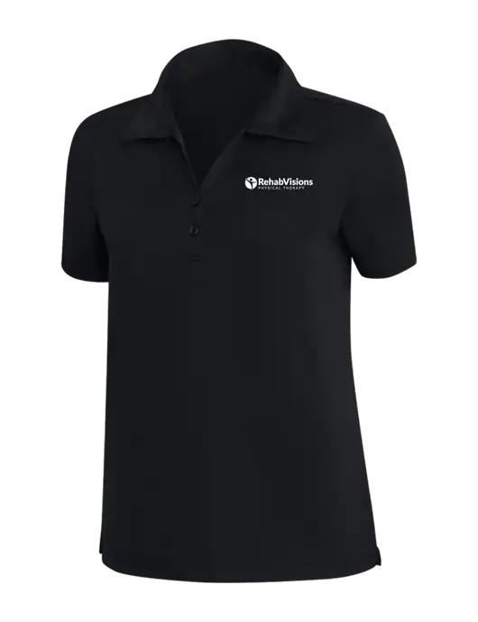 TravisMathew Black Womens Coto Performance Polo w/RV Physical Therapy Logo