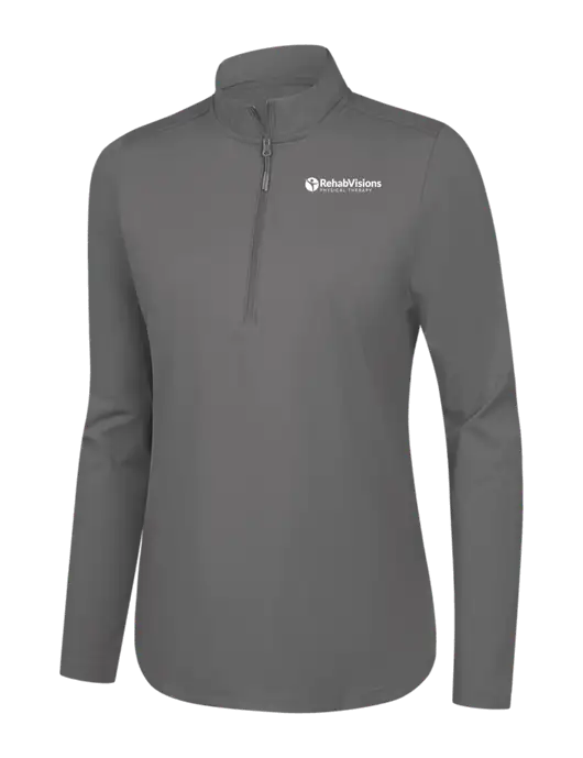  Womens Dark Medium Grey C-FREE Double Knit 1/4-Zip w/RV Physical Therapy Logo