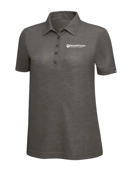 TravisMathew Black Heather Womens Oceanside Polo w/RV Physical Therapy Logo