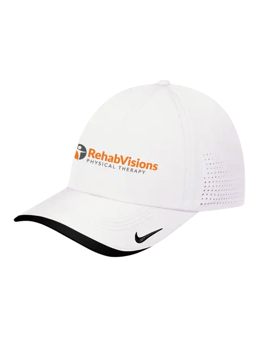 Nike White/Black Dri-FIT Perforated Performance Cap w/RV Physical Therapy Logo