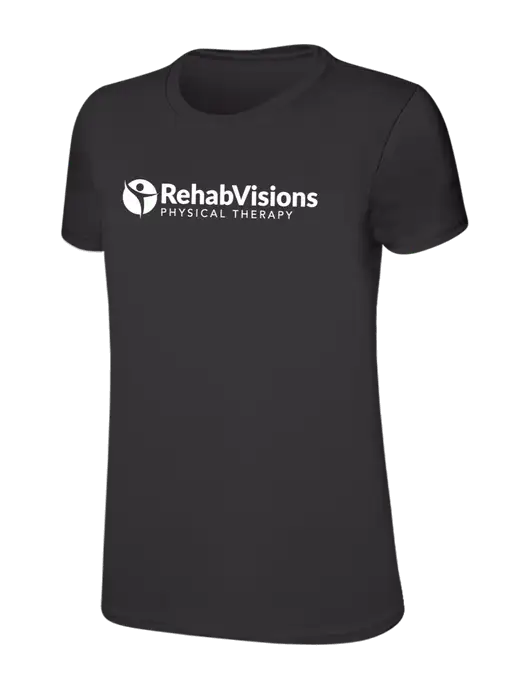Womens Ring Spun Charcoal 4.5 oz T-Shirt w/RV Physical Therapy Logo