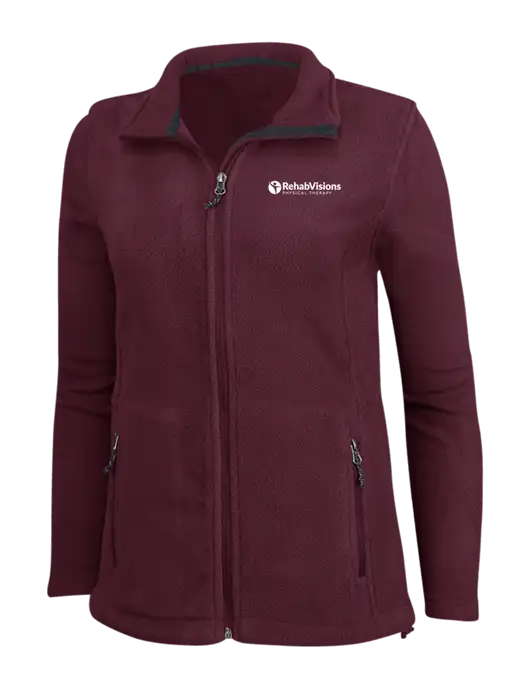 Womens Maroon Fleece Jacket w/RV Physical Therapy Logo