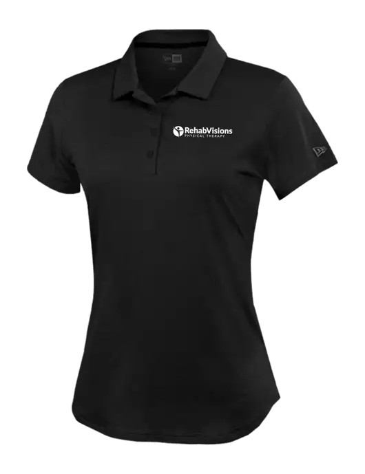 New Era Womens Power Black Polo w/RV Physical Therapy Logo