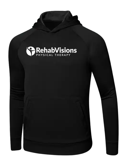 Tech Black Fleece Hooded Sweatshirt w/RV Physical Therapy Logo