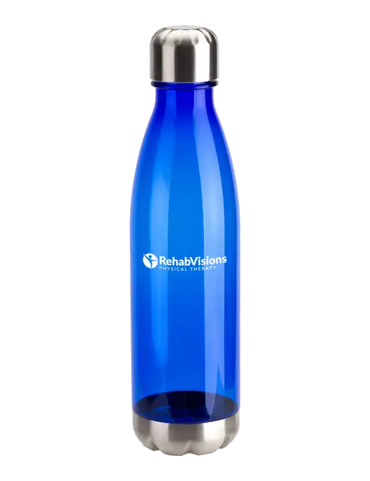 Bayside Tritan Blue 25 oz Bottle with Stainless Base and Cap w/RV Physical Therapy Logo