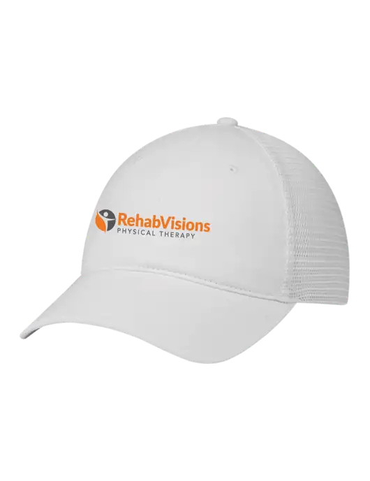 Richardson 111 Garment Washed Trucker Cap White w/White Mesh w/RV Physical Therapy Logo