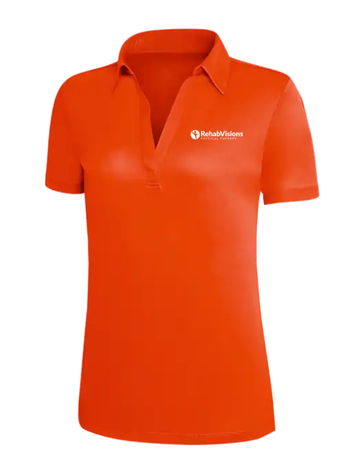 Orange Silk Touch Womens Performance Polo w/RV Physical Therapy Logo