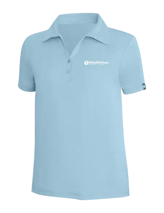 TravisMathew Light Sapphire Heather Womens Coto Performance Polo w/RV Physical Therapy Logo