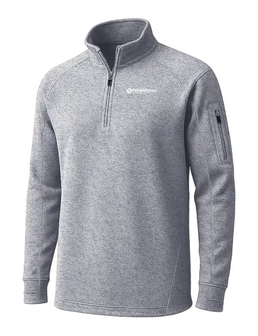 Grey Heather Tech Fleece 1/4 Zip Pullover w/RV Physical Therapy Logo