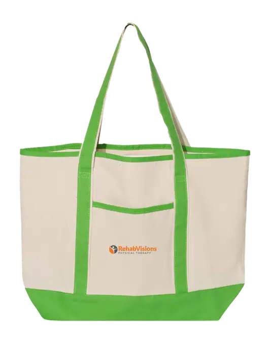 Natural/Light Kelly Large Canvas Deluxe Tote w/RV Physical Therapy Logo