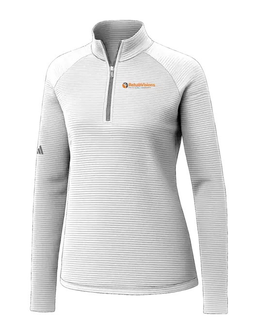 Adidas Womens White Spacer Quarter-Zip Pullover  w/RV Physical Therapy Logo