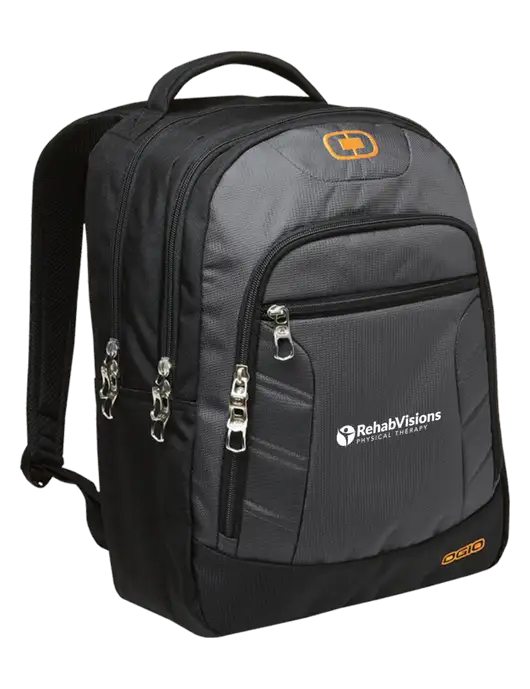 OGIO Dark Grey/Orange Colton Laptop Backpack
 w/RV Physical Therapy Logo