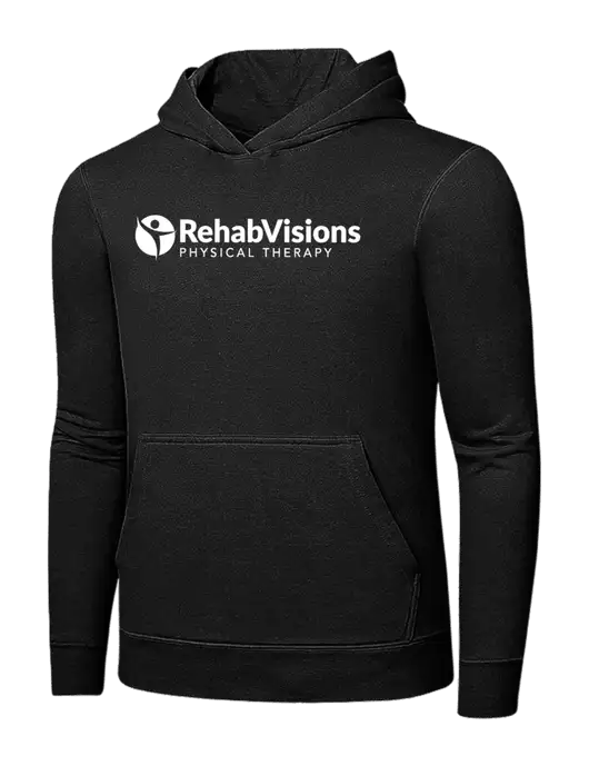 Jet Black 7.8 oz Ring Spun Hooded Sweatshirt w/RV Physical Therapy Logo