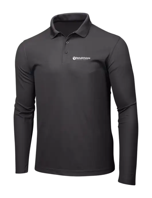 OGIO Charcoal Grey Caliber 2.0 Long Sleeve Polo w/RV Physical Therapy Logo