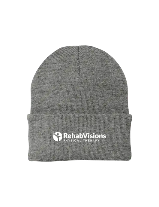 Medium Grey Heather Knit Cap w/RV Physical Therapy Logo