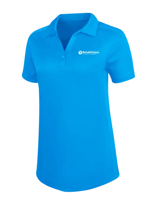 Womens Sapphire Blue Diamond Jacquard Polo w/RV Physical Therapy Logo