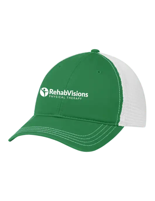 Richardson 111 Garment Washed Trucker Cap Kelly w/White Mesh w/RV Physical Therapy Logo