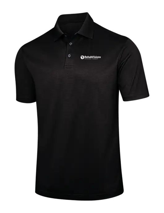 Black Performance Fine Jacquard Polo w/RV Physical Therapy Logo