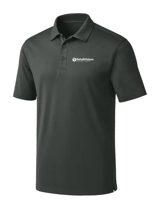 Dark Grey Silk Touch Performance Polo w/RV Physical Therapy Logo