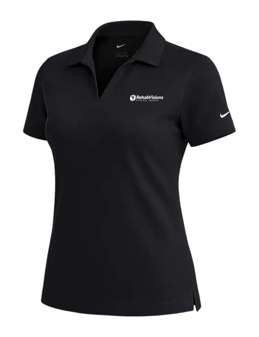 NIKE Black Womens Dri-Fit Micro Pique Polo w/RV Physical Therapy Logo