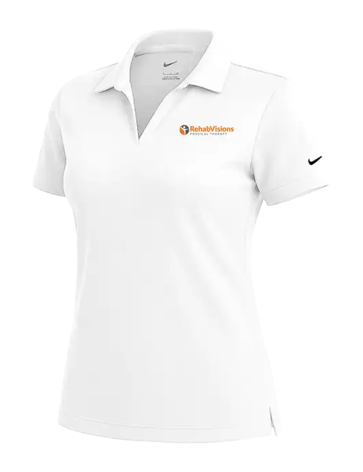 NIKE White Womens Dri-Fit Micro Pique Polo w/RV Physical Therapy Logo