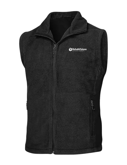 Black Fleece Vest w/RV Physical Therapy Logo