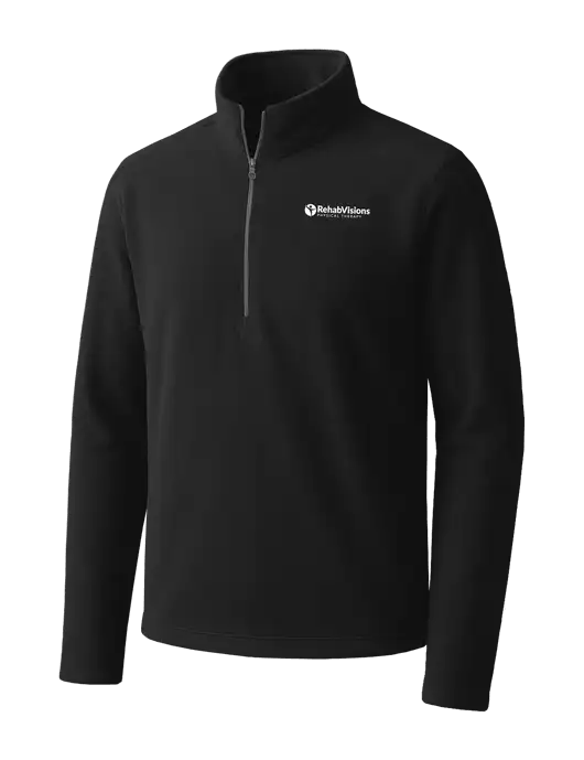 Black Microfleece 1/2 Zip Pullover w/RV Physical Therapy Logo