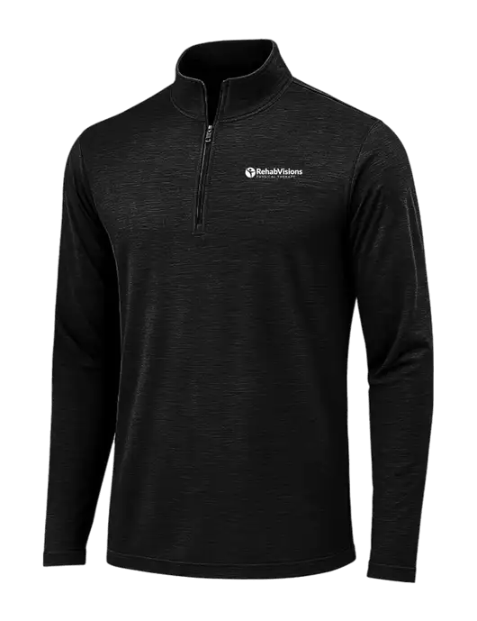 Black Triad Solid Posicharge Tri-Blend Wicking 1/4 Zip Pullover w/RV Physical Therapy Logo