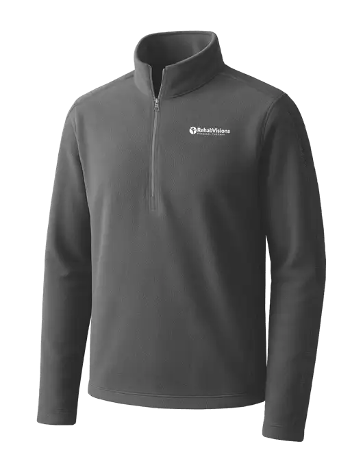Medium Grey Microfleece 1/2 Zip Pullover w/RV Physical Therapy Logo